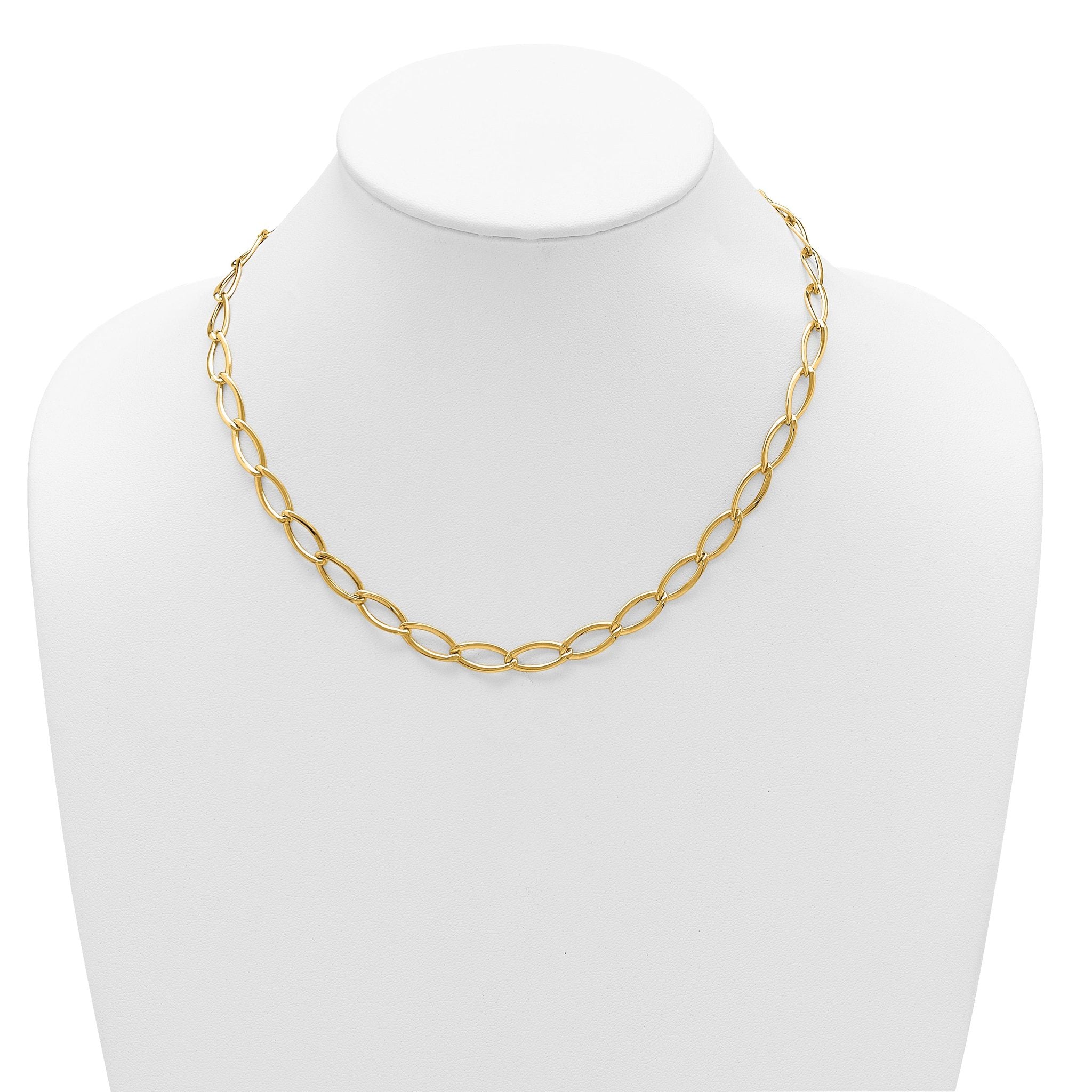 14K Polished Fancy Oval Link Necklace