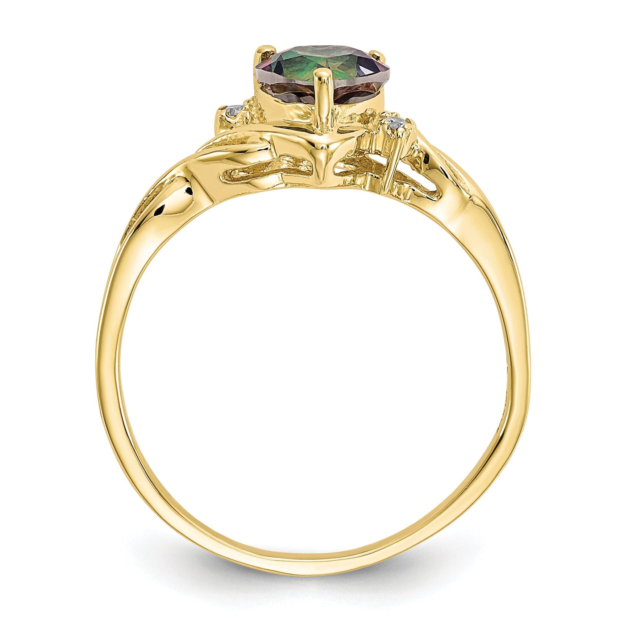 10k Heart Mystic Fire Topaz & .01ct Diamond Ring Secondary image