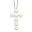 Sterling Silver Rhodium-plated 6-7mm White Button Freshwater Cultured Pearl Cross 17 inch Necklace