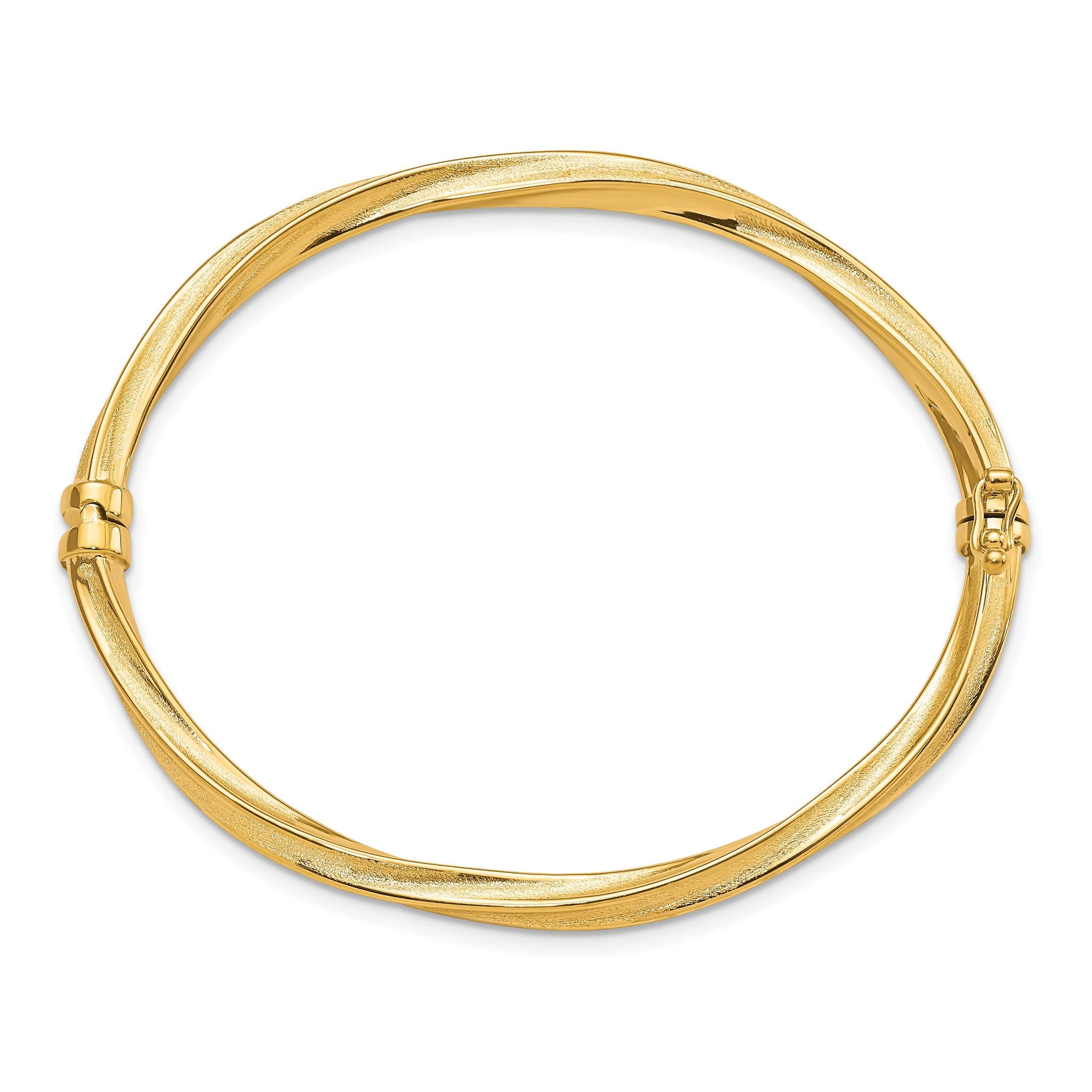 10k Polished and Brushed Hinged Bangle Secondary image
