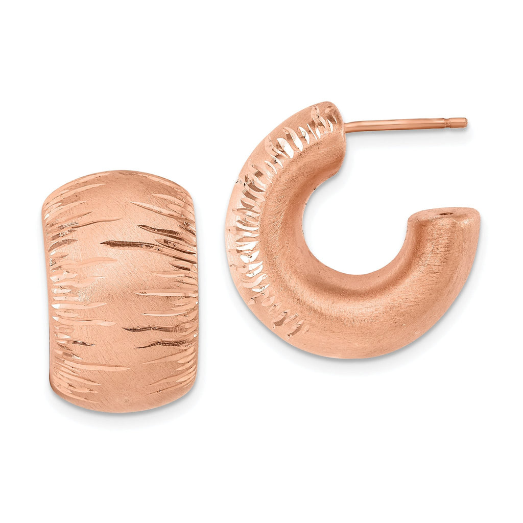 Sterling Silver Rose Gold-Plated Hoop Earrings with Diamond-Cut Polished Finish