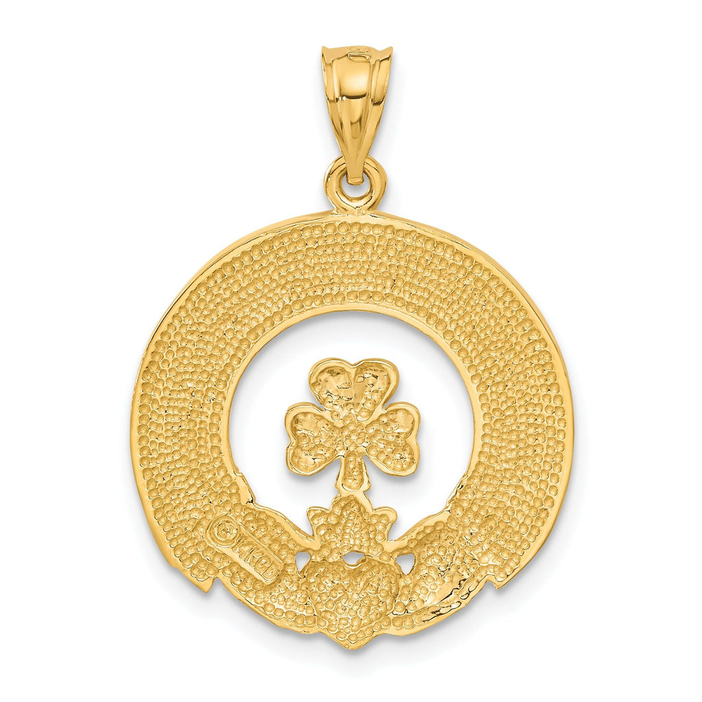 Sophia Jewelers 14K Gold Claddagh Leaf Charm Polished Finish