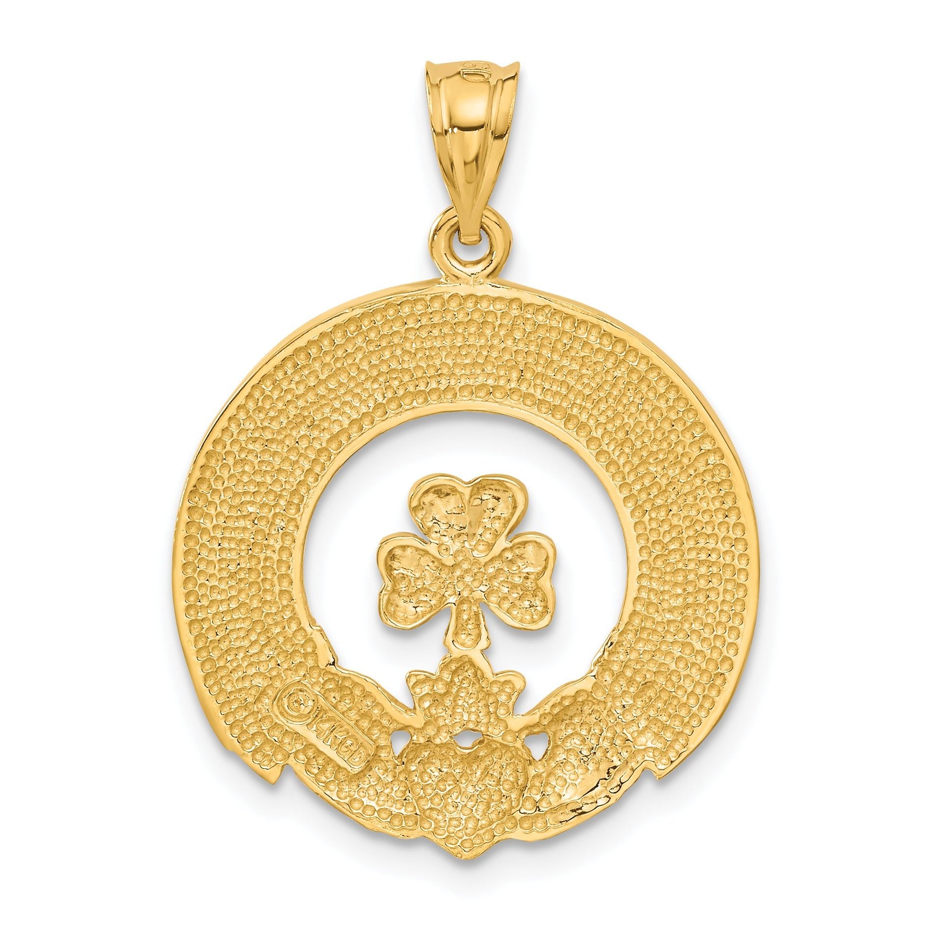 Sophia Jewelers 14K Gold Claddagh Leaf Charm Polished Finish