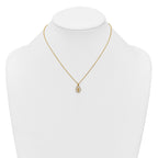 Sterling Silver Gold-plated CZ and White Enamel Miraculous Medal 15.75 inch with 2 inch extender Necklace