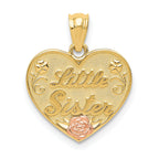 14K Gold Two-Tone Heart Pendant for Little Sister  Elegant Keepsake
