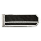 Chisel Stainless Steel Brushed and Polished Black Carbon Fiber Inlay Money Clip