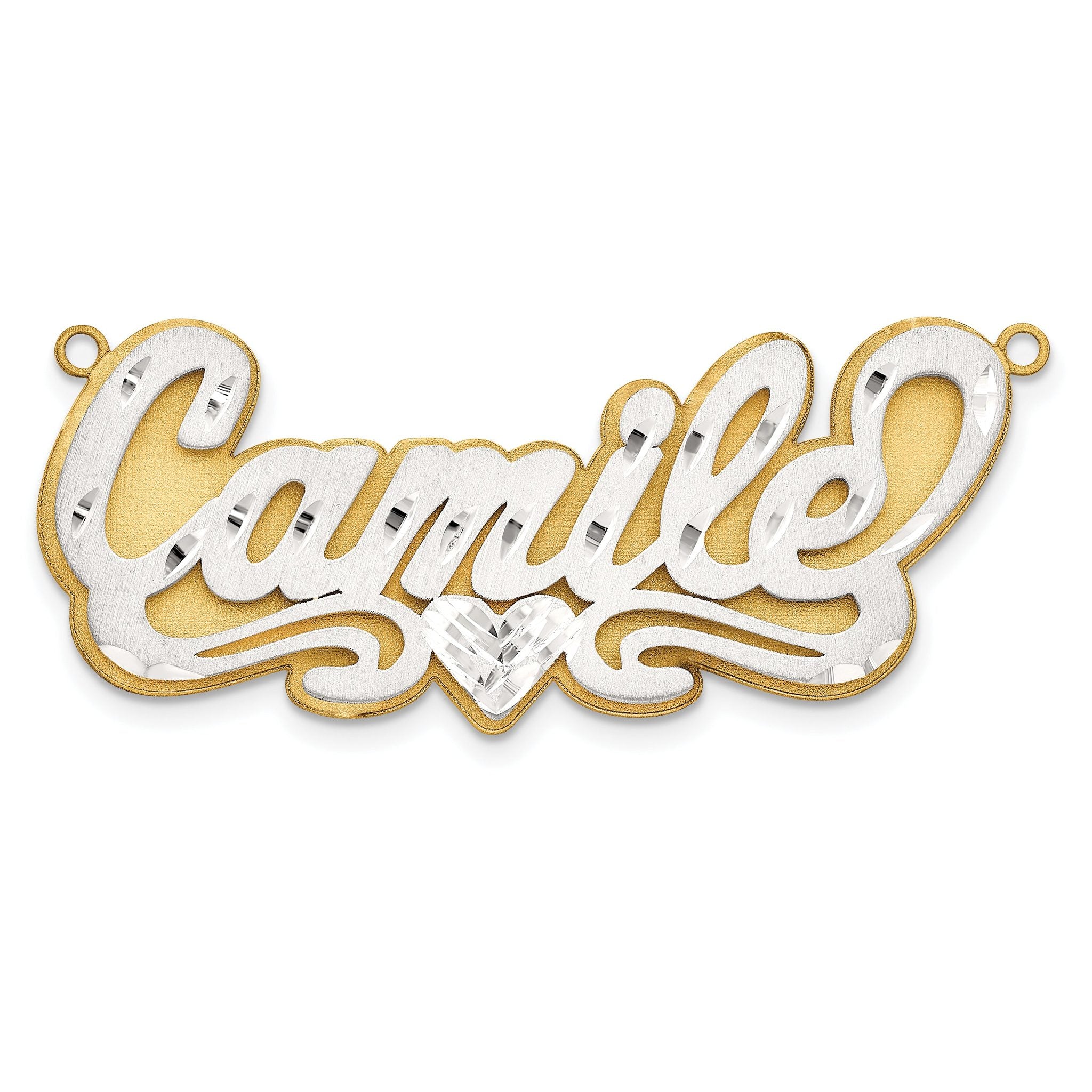 10K 3D Two-tone Satin Diamond-cut Name Plate Main image
