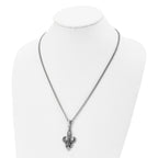 Fleur-de-Lis Pendant Necklace in Stainless Steel, 22"