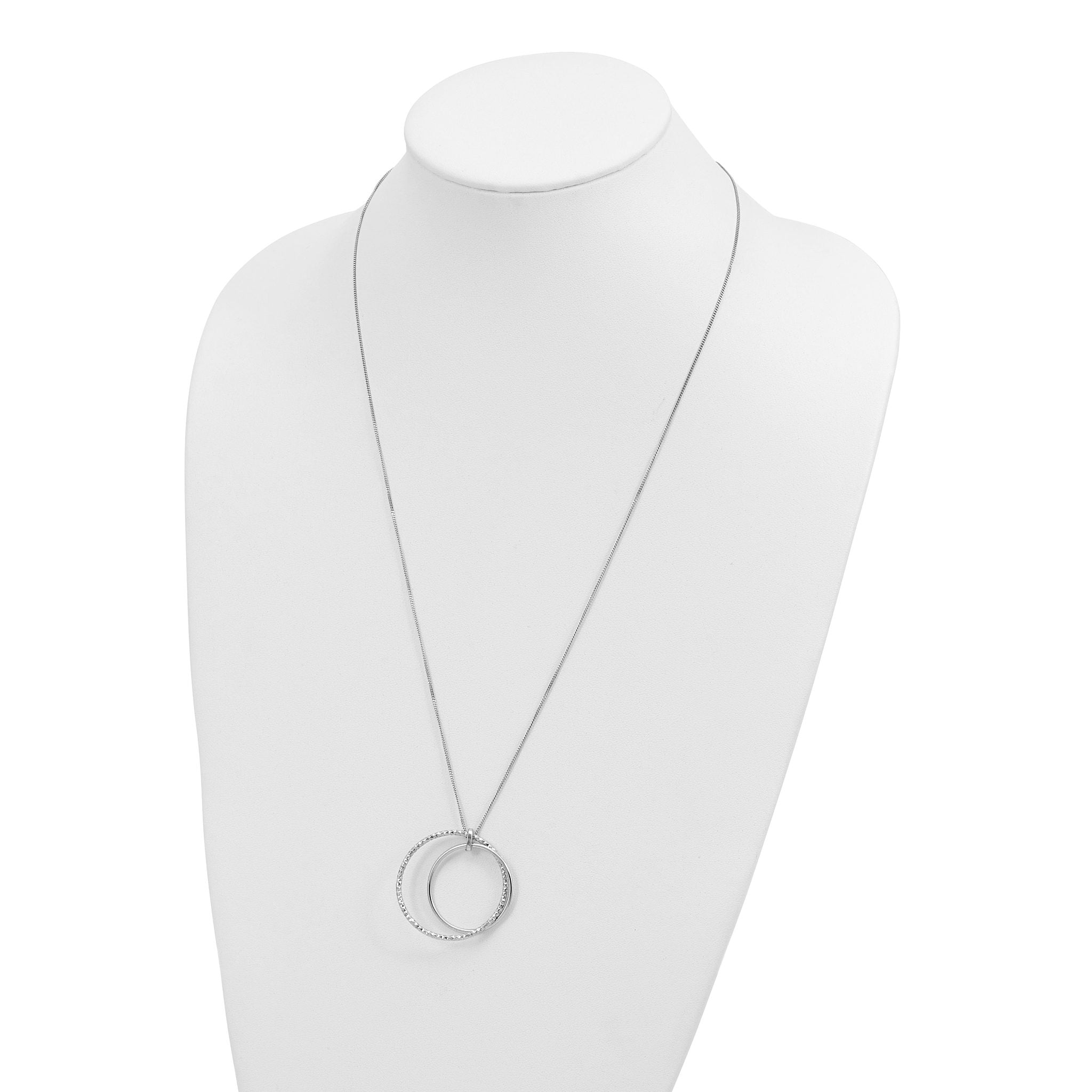 Sterling Silver Rhodium-plated Polished Diamond Cut w/2in ext. Necklace
