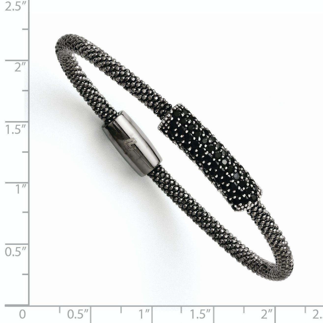 SS & Ruthenium Plated Black CZ w/ Magnetic Clasp Bracelet Secondary image