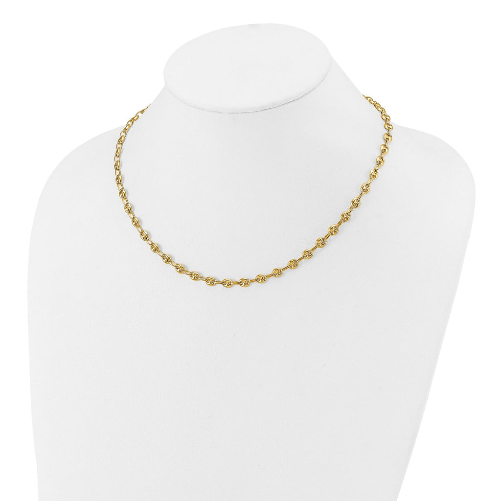14K Polished Puffed Mariner Link Necklace