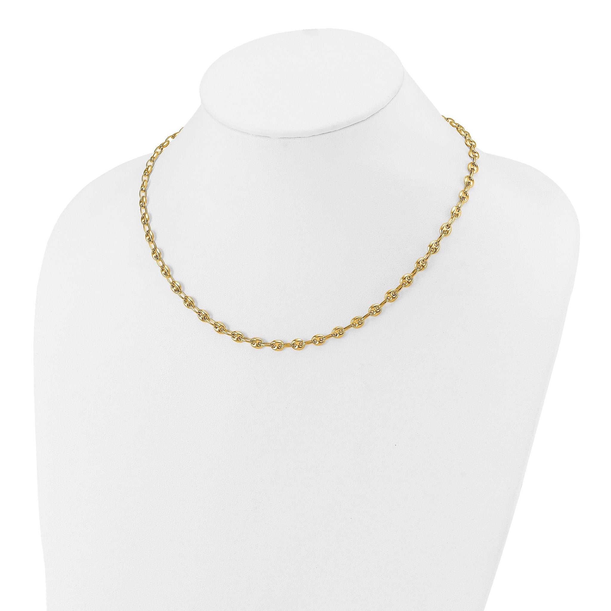 14K Polished Puffed Mariner Link Necklace