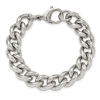 Stainless Steel Polished and Textured 14.5mm Curb Bracelet