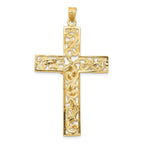 14k Two-tone Diamond-cut Crucifix Pendant