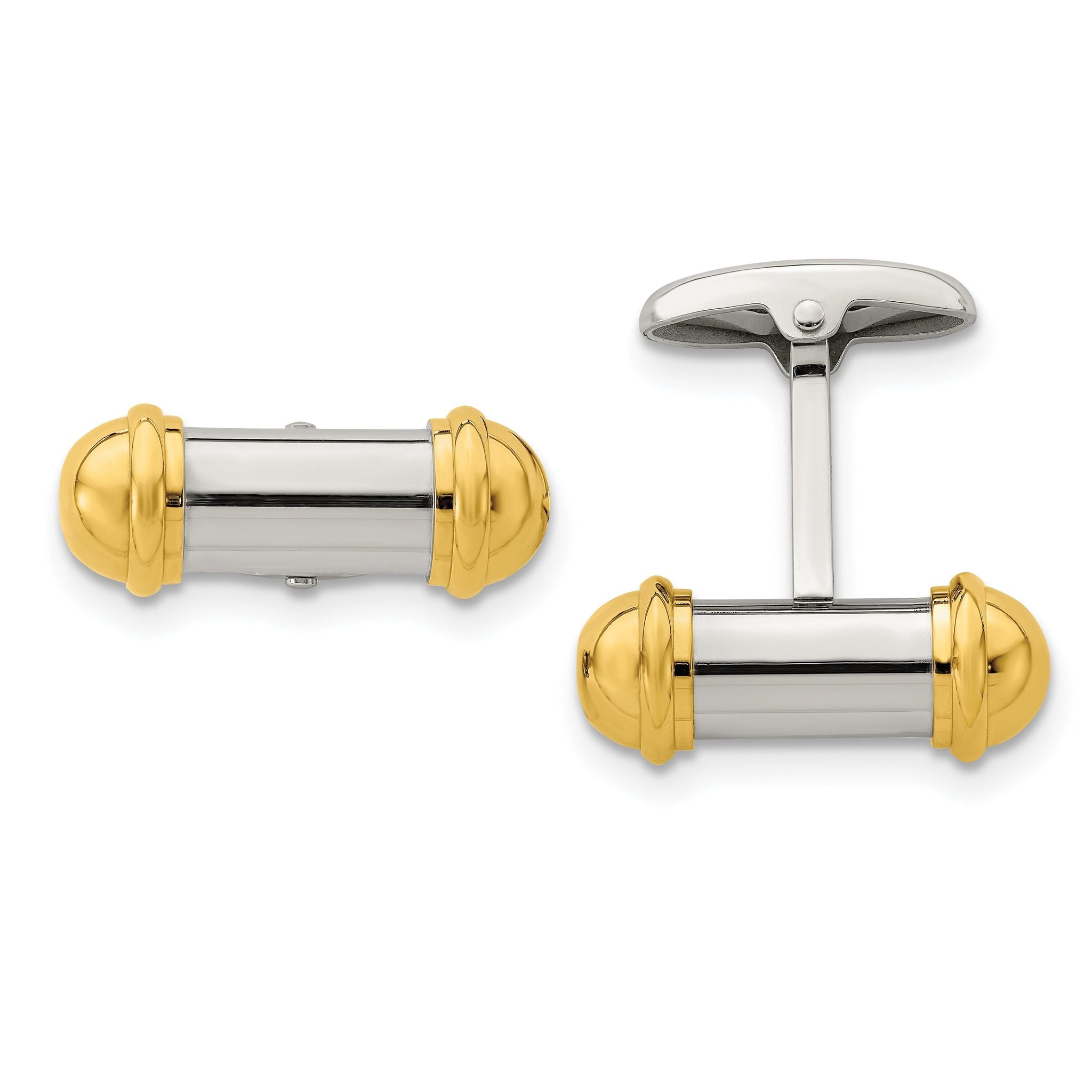 Polished Stainless Steel Gold-Tone Cuff Links Main image