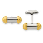 Polished Stainless Steel Gold-Tone Cuff Links