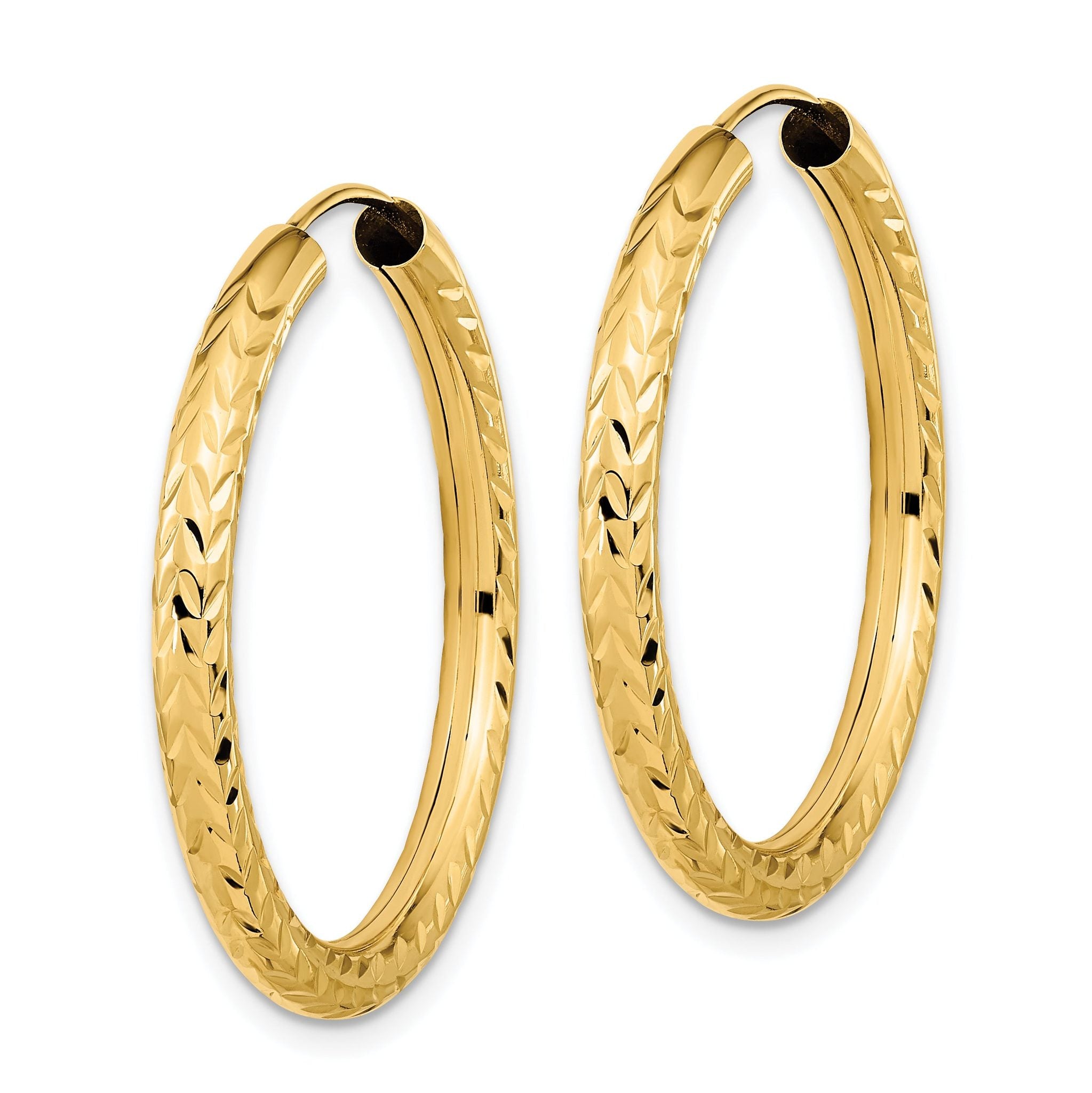 14k Polished & D/C Endless Hoop Earrings Secondary image