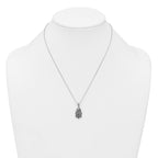 Sterling Silver Rhodium-plated Polished and Oxidized Filigree Hamsa 18 Inch Necklace