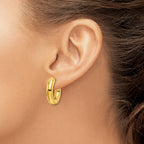 Stainless Steel Gold-Tone Polished Hinged Huggie Hoop Earrings
