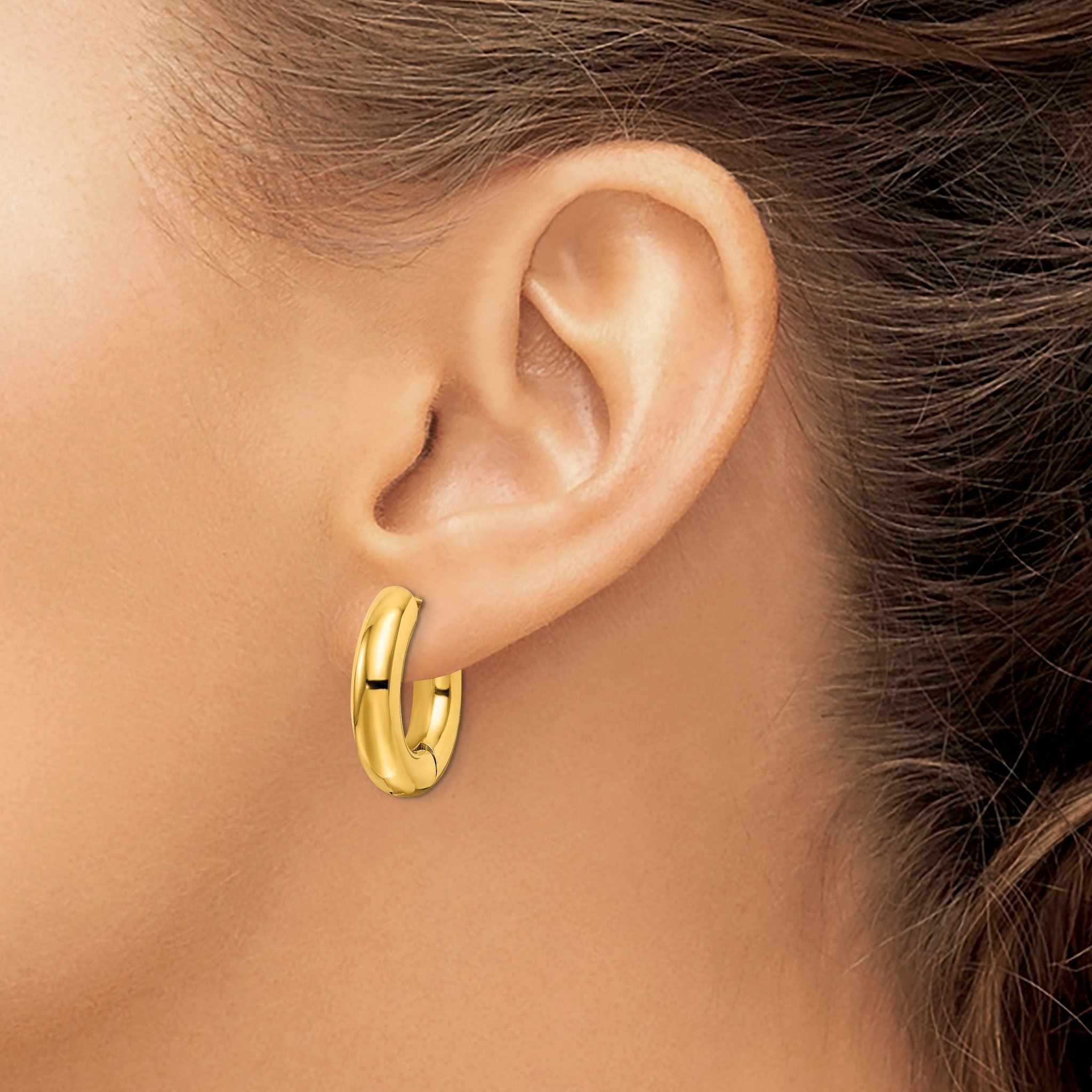Stainless Steel Gold-Tone Polished Hinged Huggie Hoop Earrings