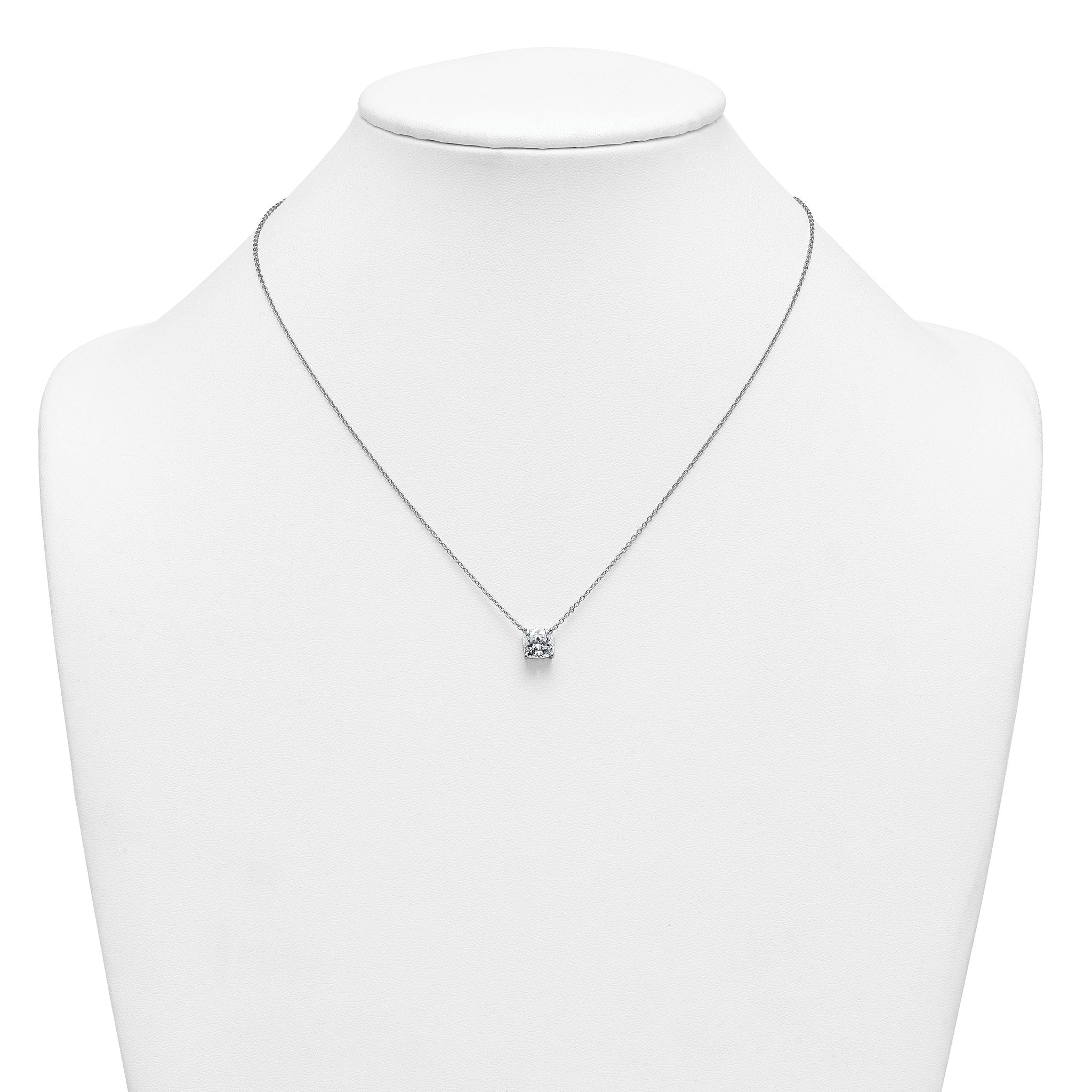 14k White Gold 2 carat Lab Grown Diamond VS+ F+ Cushion Complete 18 inch Four Prong Pendant Necklace