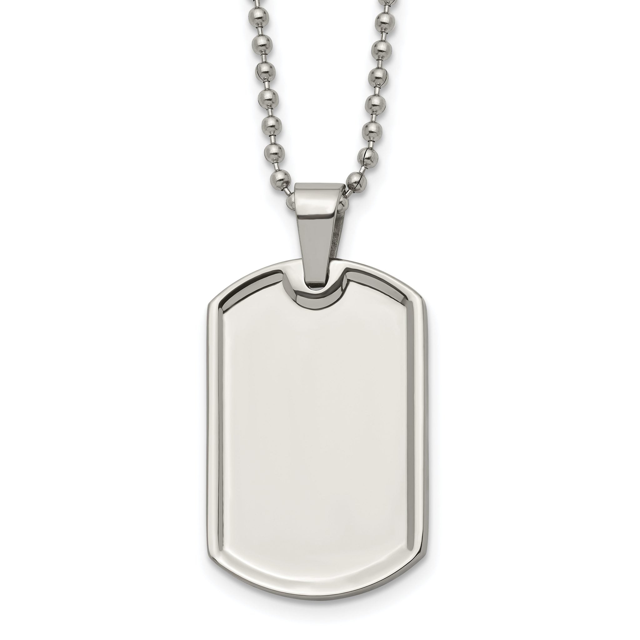 Chisel Stainless Steel Polished Dog Tag on a 20 inch Ball Chain Necklace Main image