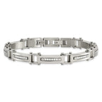 Stainless Steel Polished with Cubic Zirconia Bracelet with . Extension for Men