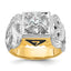 14k Two-tone Men's Polished and Textured with Black Enamel and Diamond Double Eagle Masonic Shriner's Ring