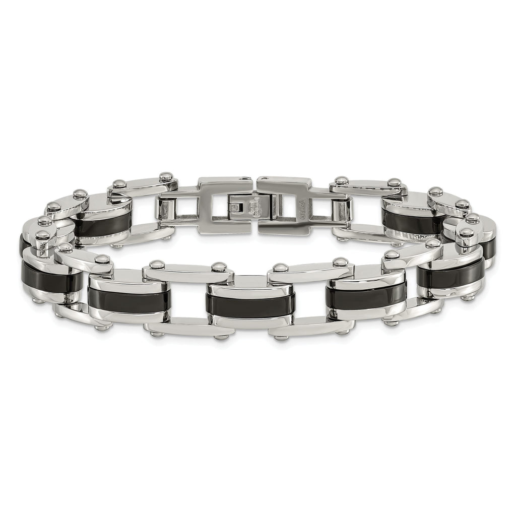 Stainless Steel Polished Black IP-plated Bracelet for Men