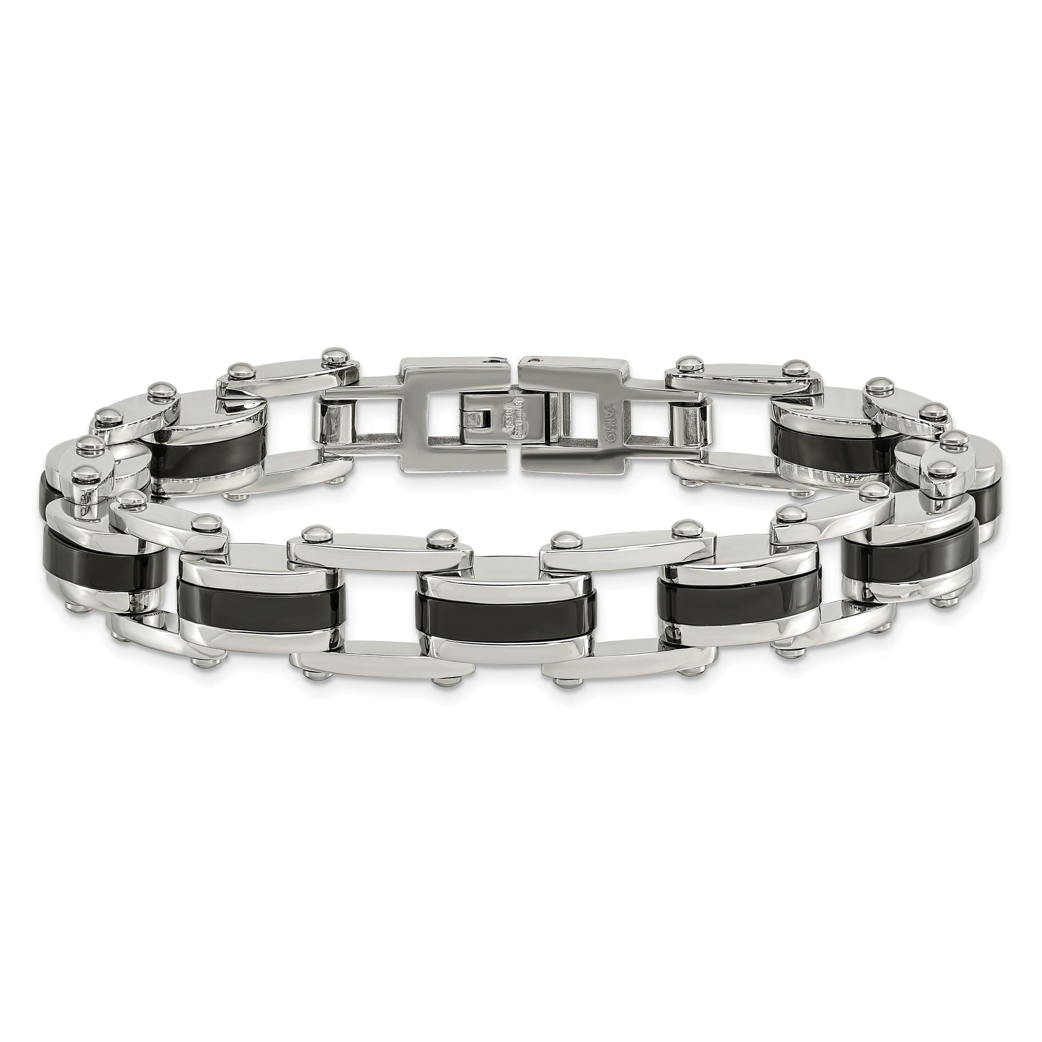 Stainless Steel Polished Black IP-plated Bracelet for Men