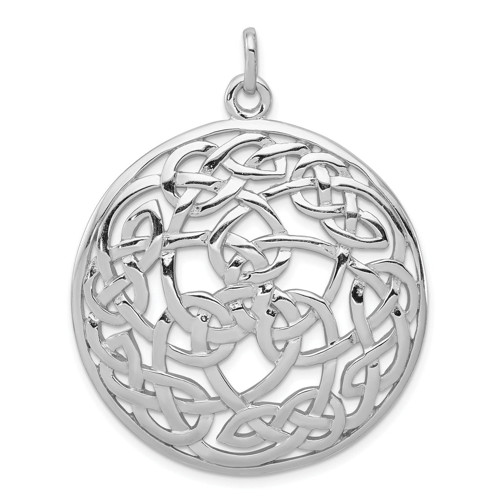 Sophia Jewelers Sterling Silver Rhodium-Plated Celtic Pendant Elegant Polished Design