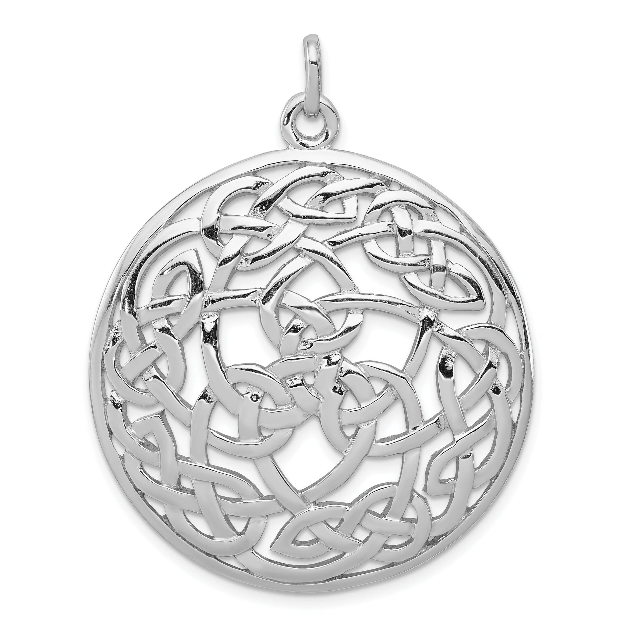 Sophia Jewelers Sterling Silver Rhodium-Plated Celtic Pendant Elegant Polished Design