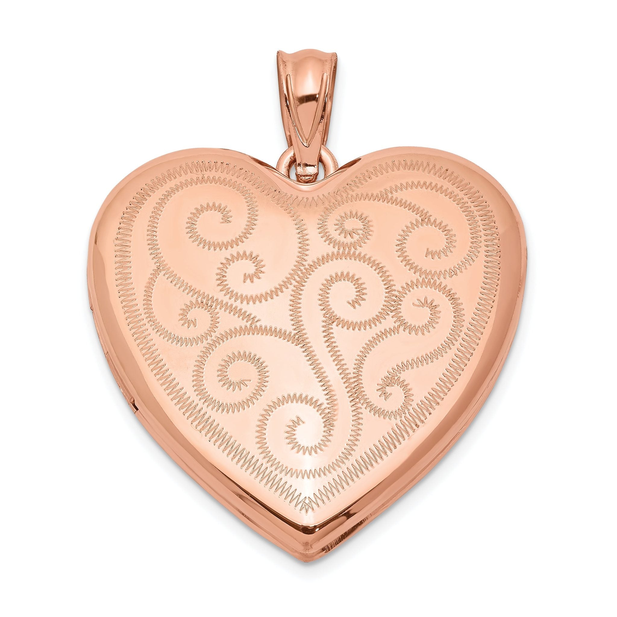 Sterling Silver Rose Gold-plated 24mm Swirl Design Heart Locket Main image