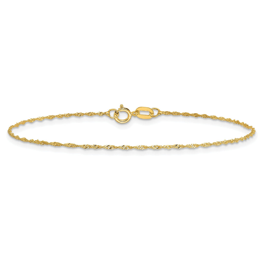 Singapore Chain Necklace in 14K Yellow Gold, 1mm