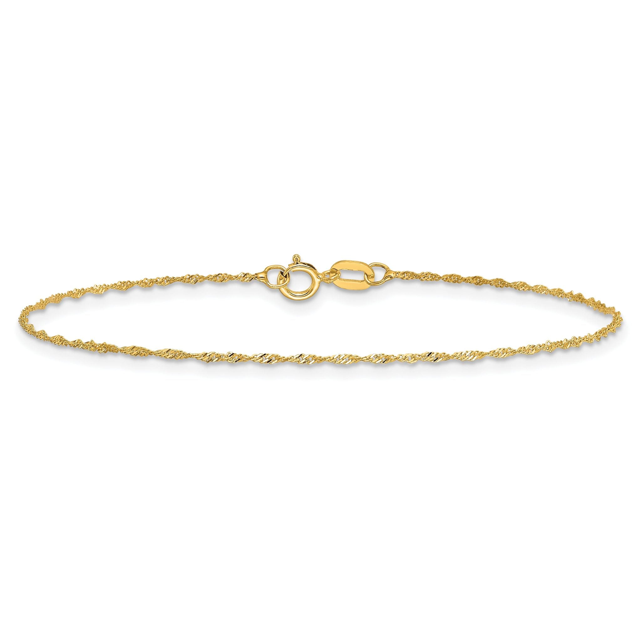 Singapore Chain Necklace in 14K Yellow Gold, 1mm