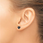 Stainless Steel Polished Heart Black Cubic Zirconia Stud Earrings