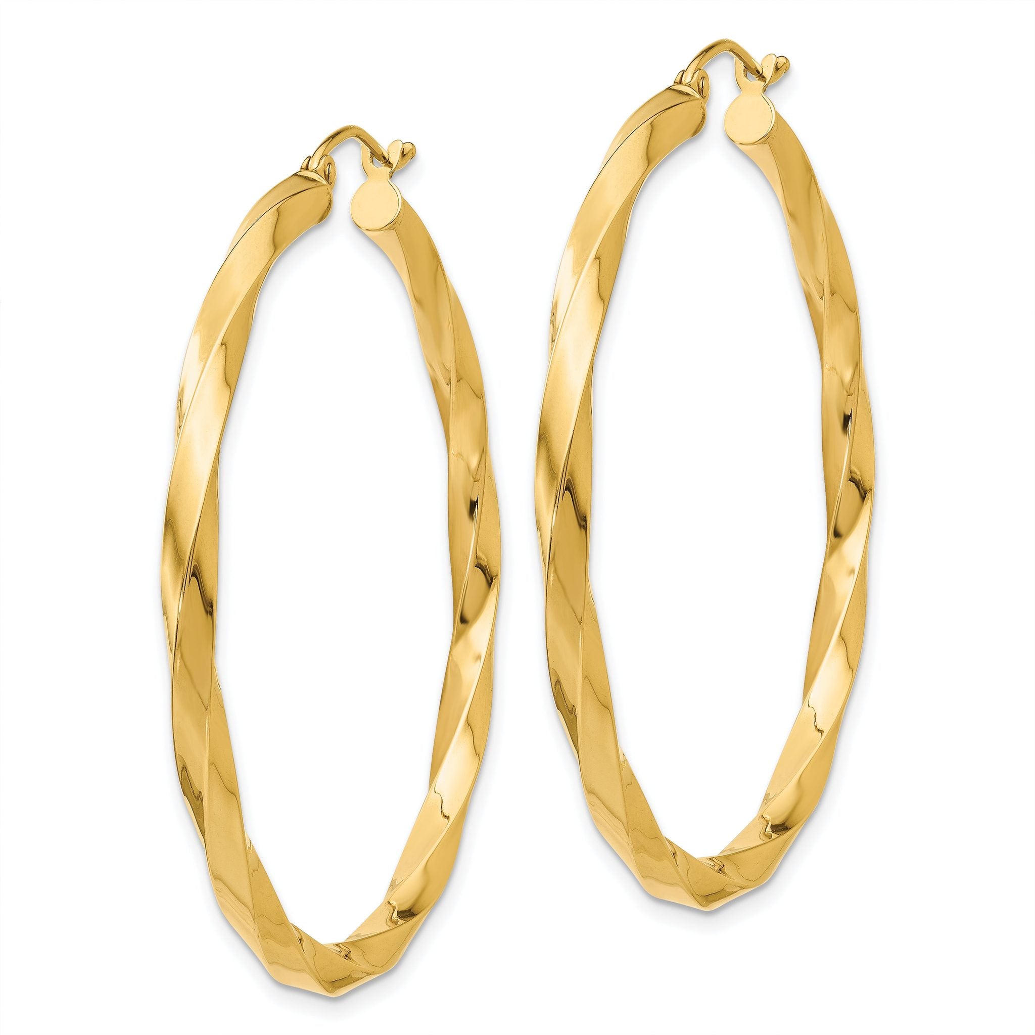 14k Polished 3mm Twisted Hoop Earrings Secondary image