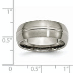 Grooved Wedding Band in Titanium, 8mm