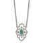 Stainless Steel Polished CZ and Imitation Turquoise w/2in ext Necklace