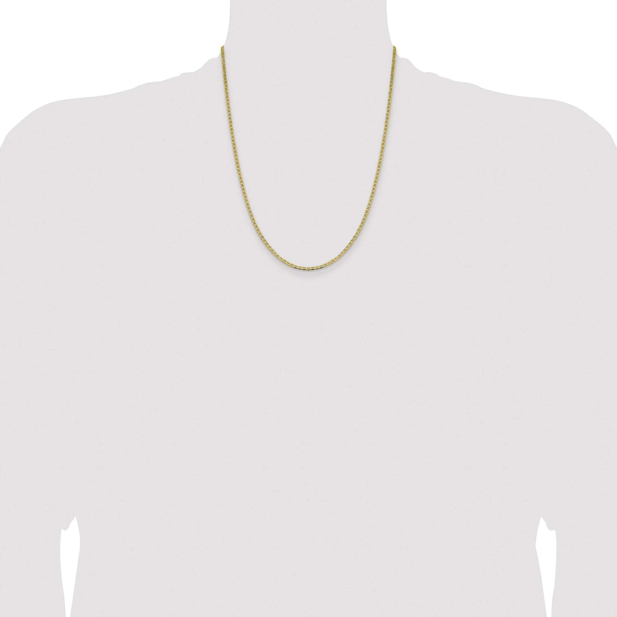 Concave Anchor Chain Anklet in 10K Yellow Gold