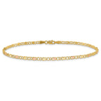14k Polished and Satin Rose-plated X-and-Heart 10 inch Anklet