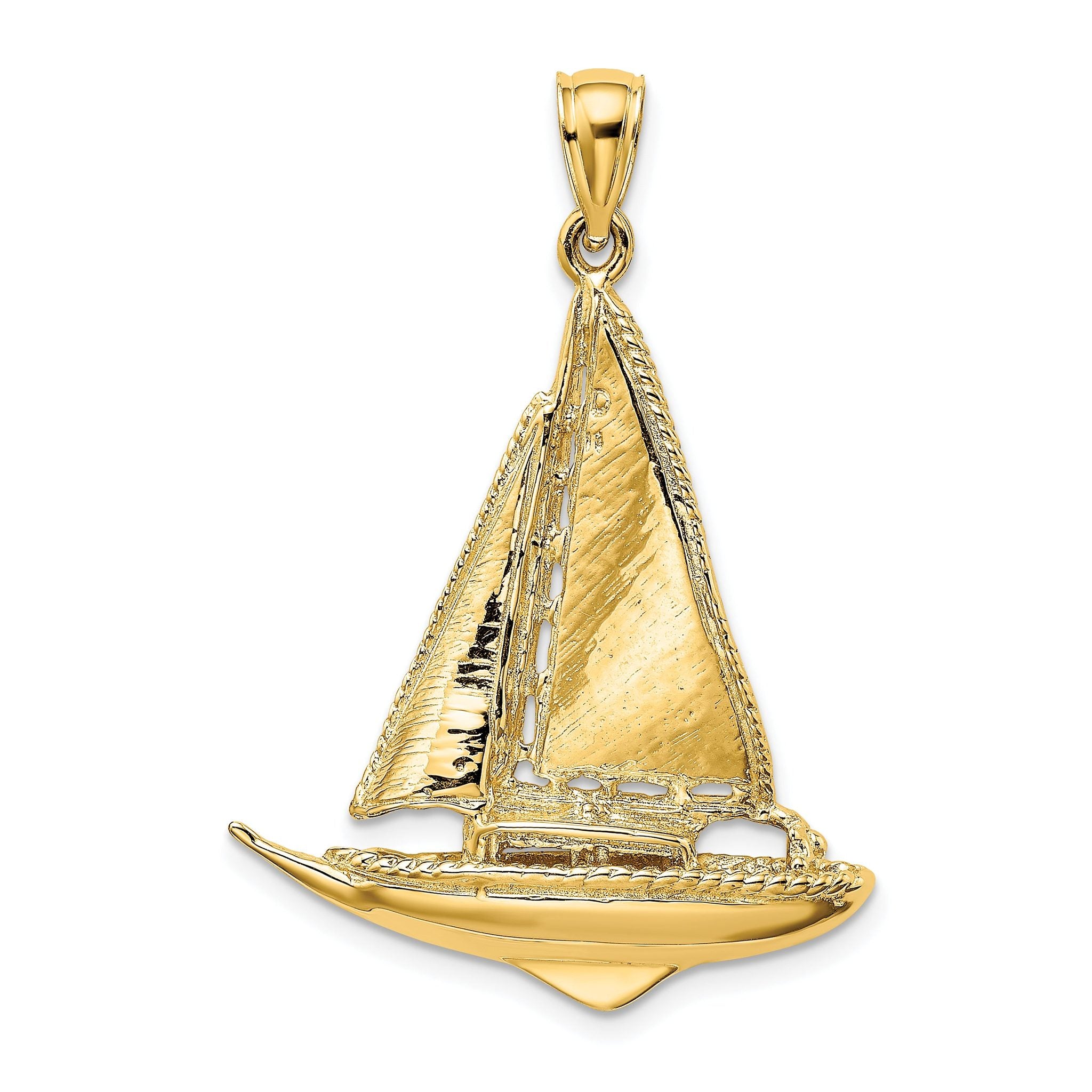 14K 3-D Polished Sailboat Charm Main image