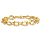 14k Polished 8.75mm Round and Oval Fancy Link 7.5 inch Bracelet