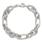 Sterling Silver Polished and Textured Triple Link and Twisted Link 8 inch Bracelet
