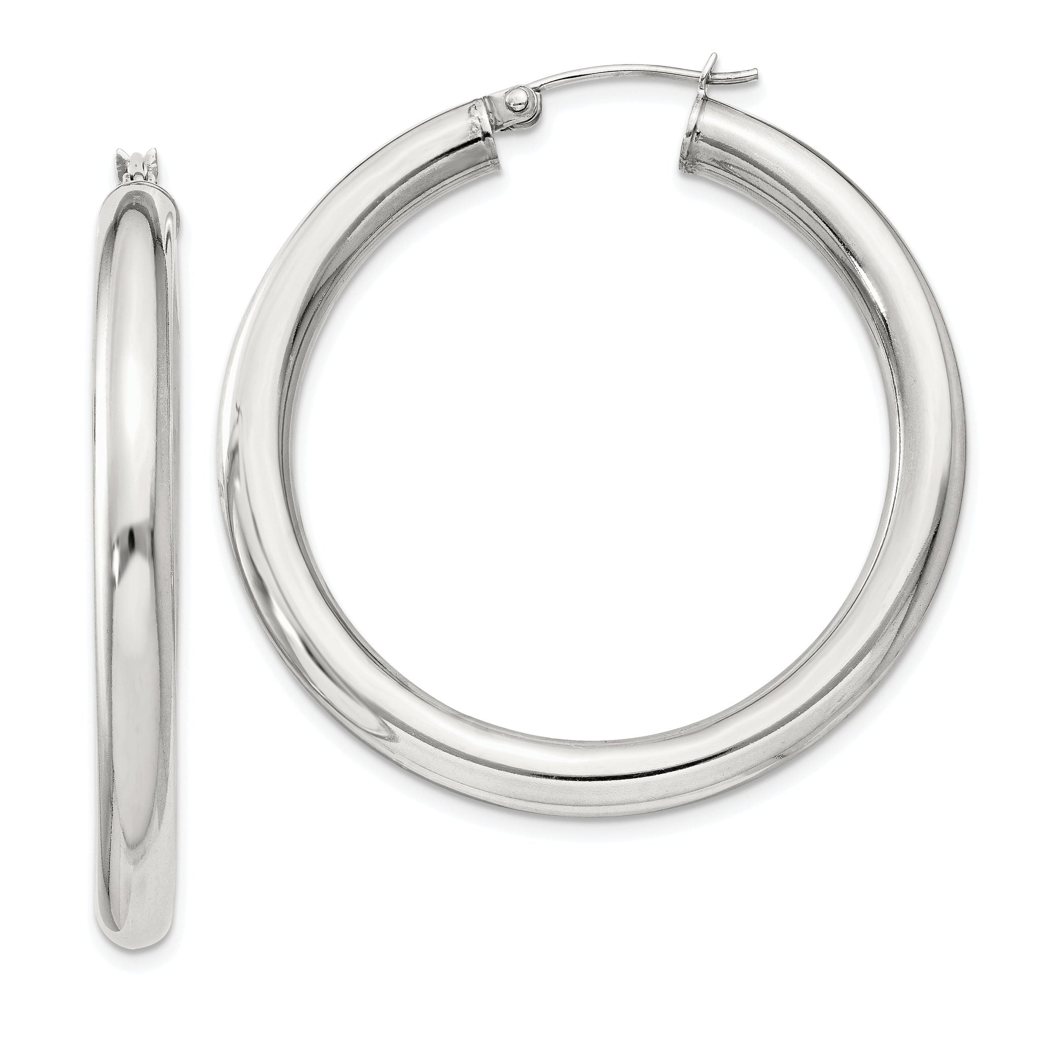 Sterling Silver 4mm Round Hoop Earrings Main image