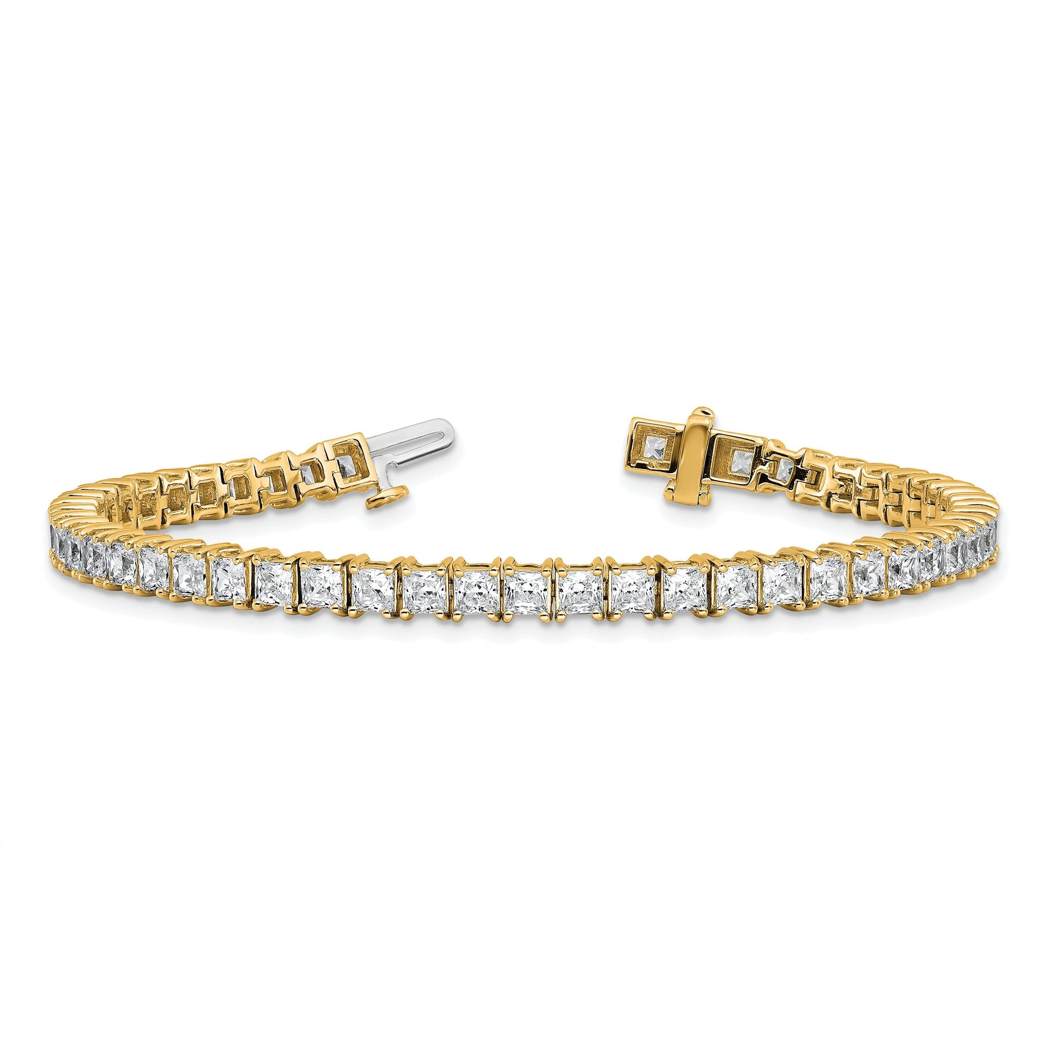14k 10 carat Lab Grown Diamond VS/SI+ G+ Complete Princess Prong Set Tennis Bracelet