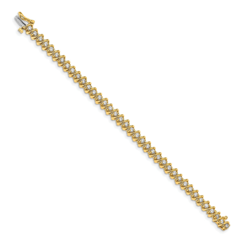 14k Complete 2.25 carat Round A Diamond Fancy Spiral 7 inch Tennis Bracelet
