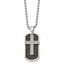 Chisel Stainless Steel Polished Black and Grey Carbon Fiber Inlay 2 Piece Cross Dog Tag on a 24 inch Ball Chain Necklace