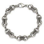 Stainless Steel Antiqued and Polished Patterned Link Bracelet for Men