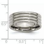 Grooved Wedding Band in Titanium, 8mm